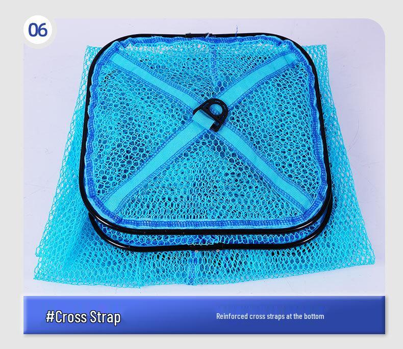 Sky Blue Square Portable Fish Basket with Chair and Net