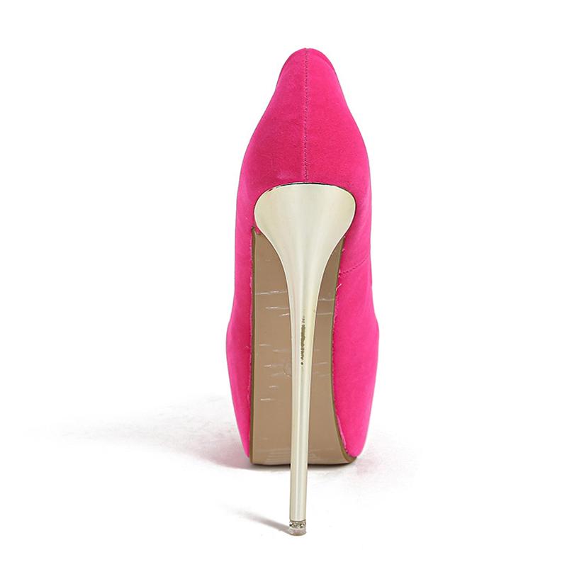 Liyke Frühling Herbst Sexy Metall Super High Heels Plateau Pumps Damen Pink Rot Runde Zehen Stiletto Hochzeit Bankett Schuhe Größe 45