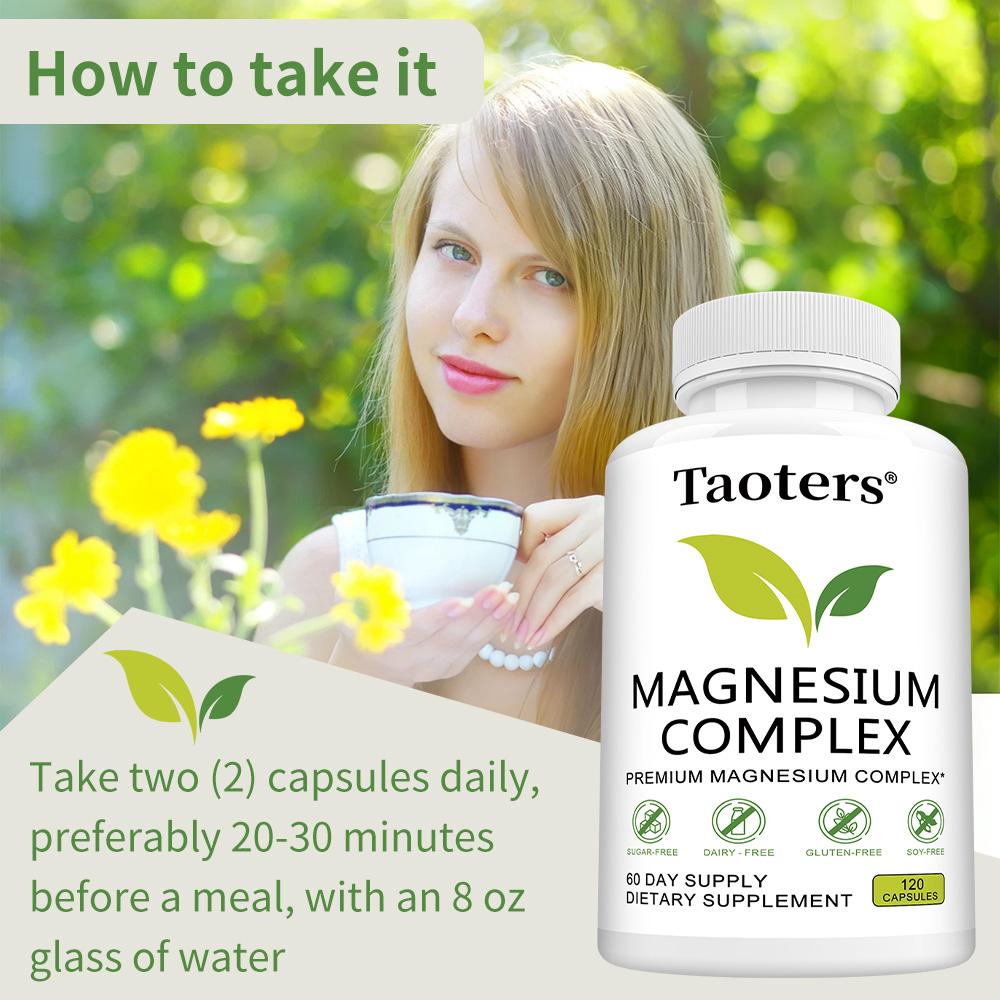 Capsule di Complesso di Magnesio, Miscela di Magnesio Multi-Sorgente con Vitamina B6 e Manganese, 120 Capsule