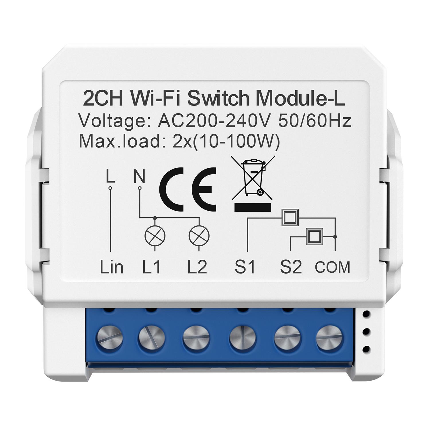 

LWSM16 2 Gang Smart WiFi Switch Module Tuya Single Live Wire Mini Voice Activation Intelligent Control A