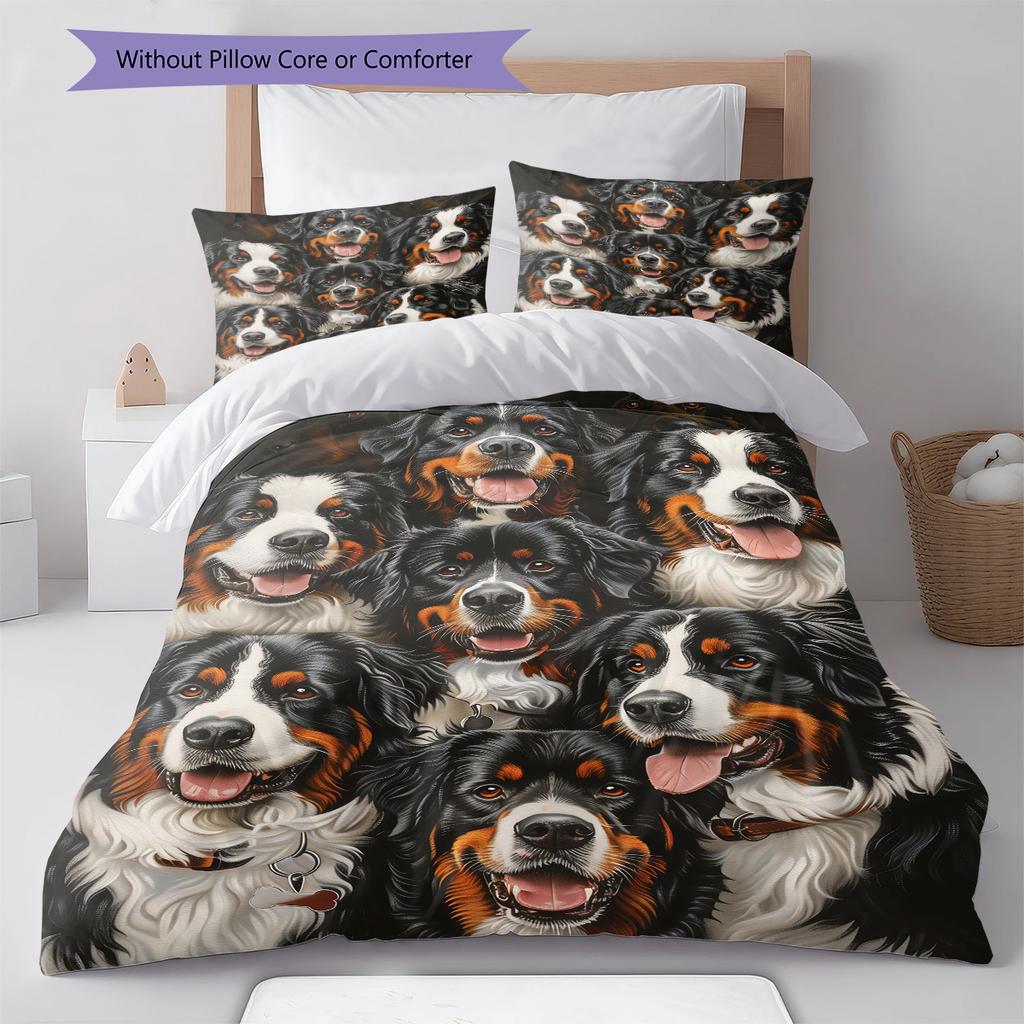 Set Copripiumino Trapuntato con Fantasia Cane di San Bernardo Federa Decorazione per la Casa Regalo (1 * copripiumino + 2 * federa, senza nucleo)