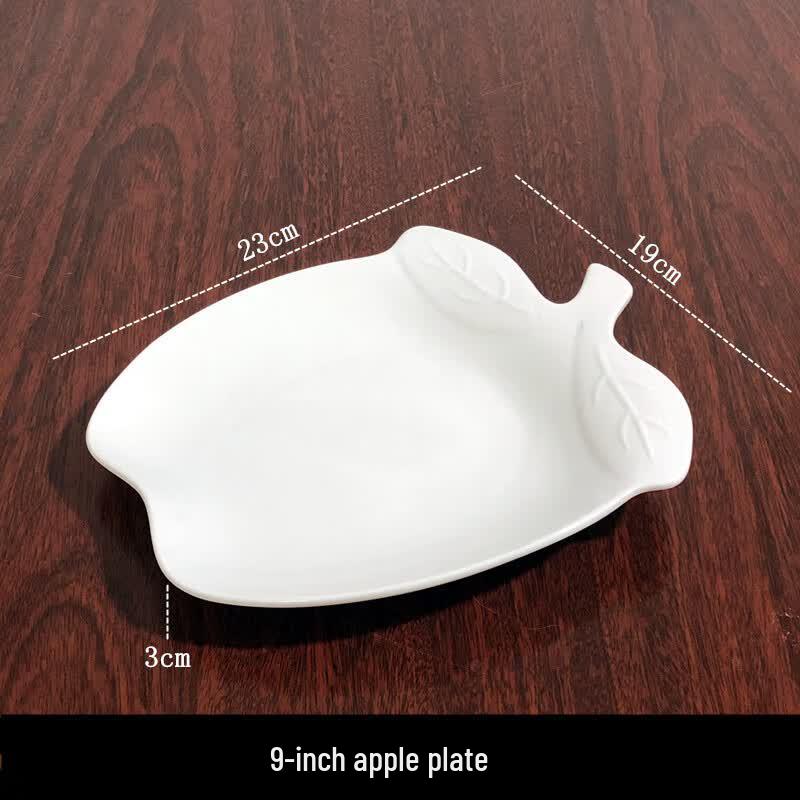 

White Ceramic Irregular Apple-Shaped Dinner Plate
