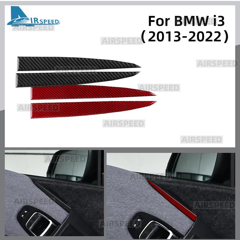 2pcs Real Soft Carbon Fiber LHD RHD For BMW i3 2013- Accessories Car Door Speaker Above Decor Trim Panel Sticker Interior