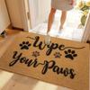 1 "Wipe Your Paws" Doormat-Durable easy to clean low lint polyester mat with paw print design for indoor outdoor entryway decor