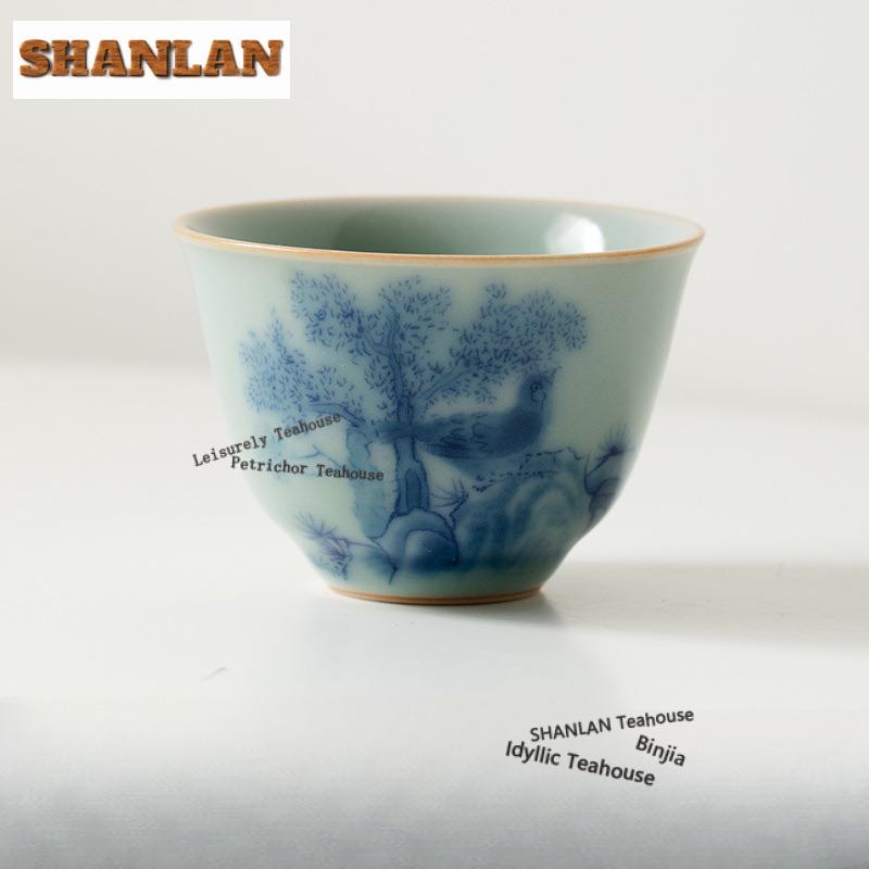 45ml Ru Kiln Gracked Glaze Teacup Retro Tea Bowl Mug Tea-tasting Fragrance Cup Chazhan Master Cups Household Tableware Supplies