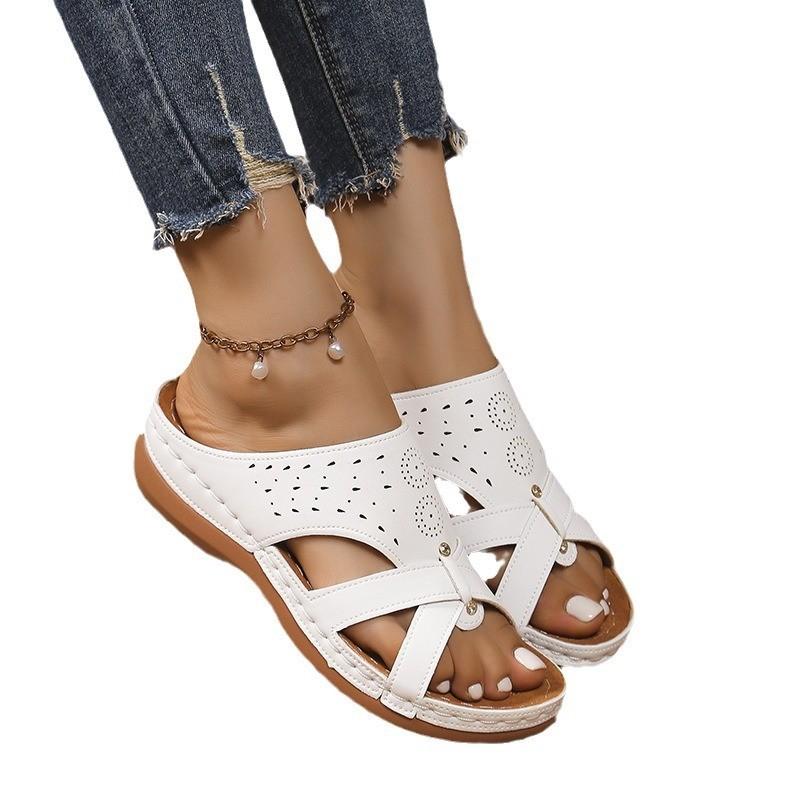 Casual Open Toe Platform Slides For Women With Pu Upper And Rubber Sole For Autumn Wear