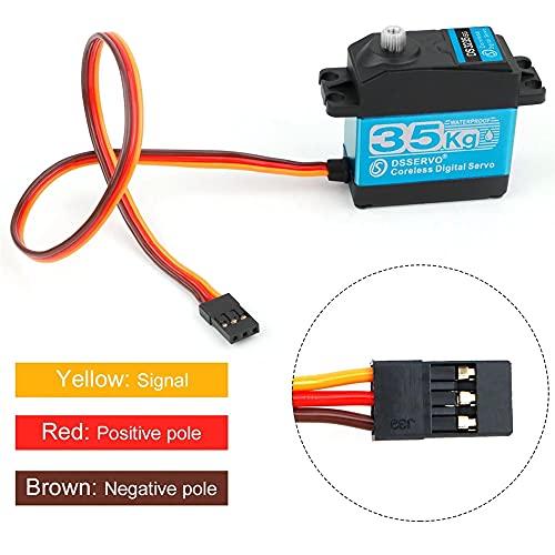 35KG Coreless Digital Servo, High Torque Coreless Motor Servo, Stainless Steel SG Barrel Servo for RC Cars, Robot DIY, Waterproof Servo, Compatible wi
