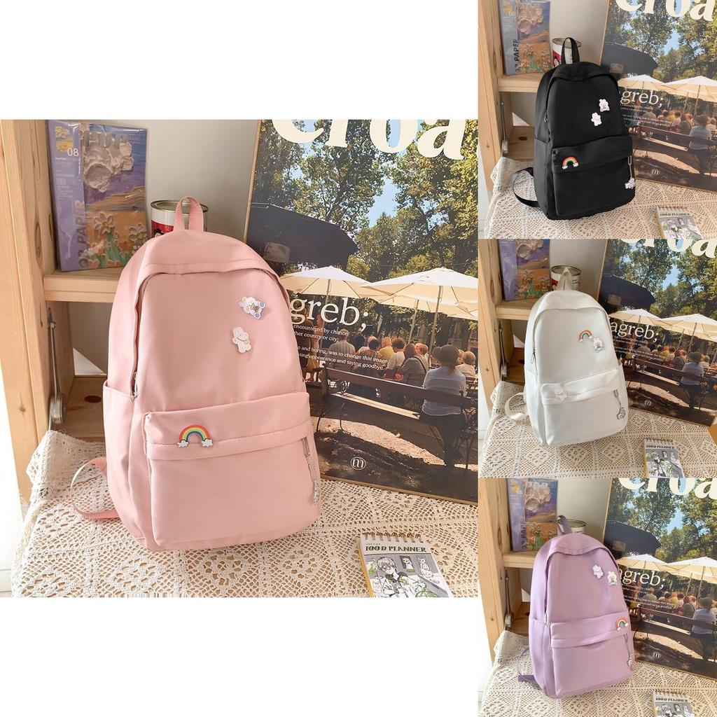 Stylish Lightweight Rainbow Pendant Backpack For Students In Various Colors