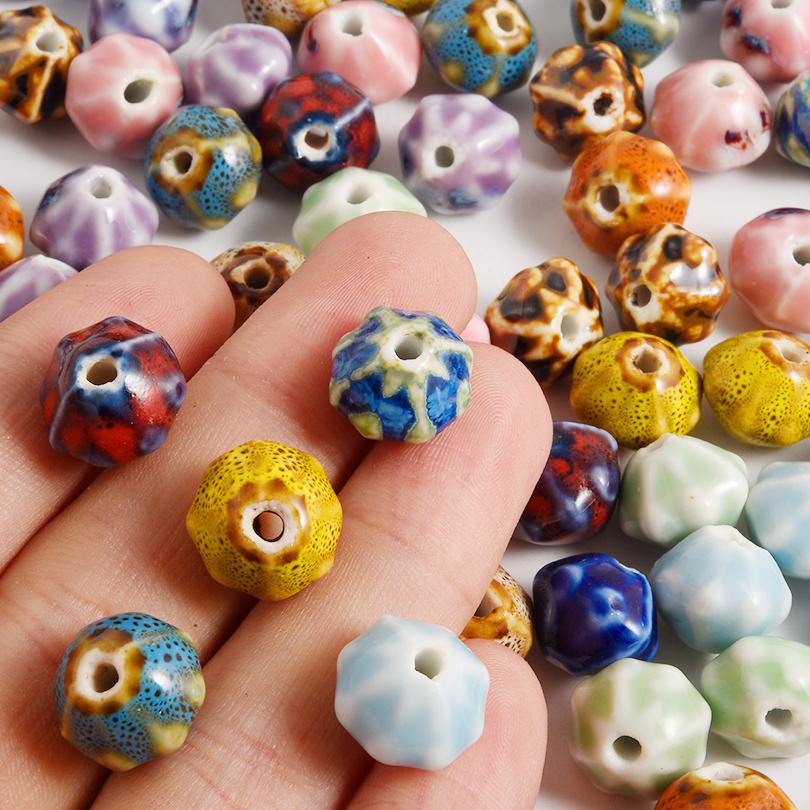 10/20/50pcs Colorful Ceramic Charm Loose Beads 3D Pumpkin Hearts Star Halo Dyeing Beading For DIY Necklace Bracelet Accessories