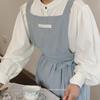 Korean Style Cotton Cafe Apron for Women/Men Nordic Kitchen Bib with Pockets, Unisex Waist Tie Adjustable Soft Breathable Fabric