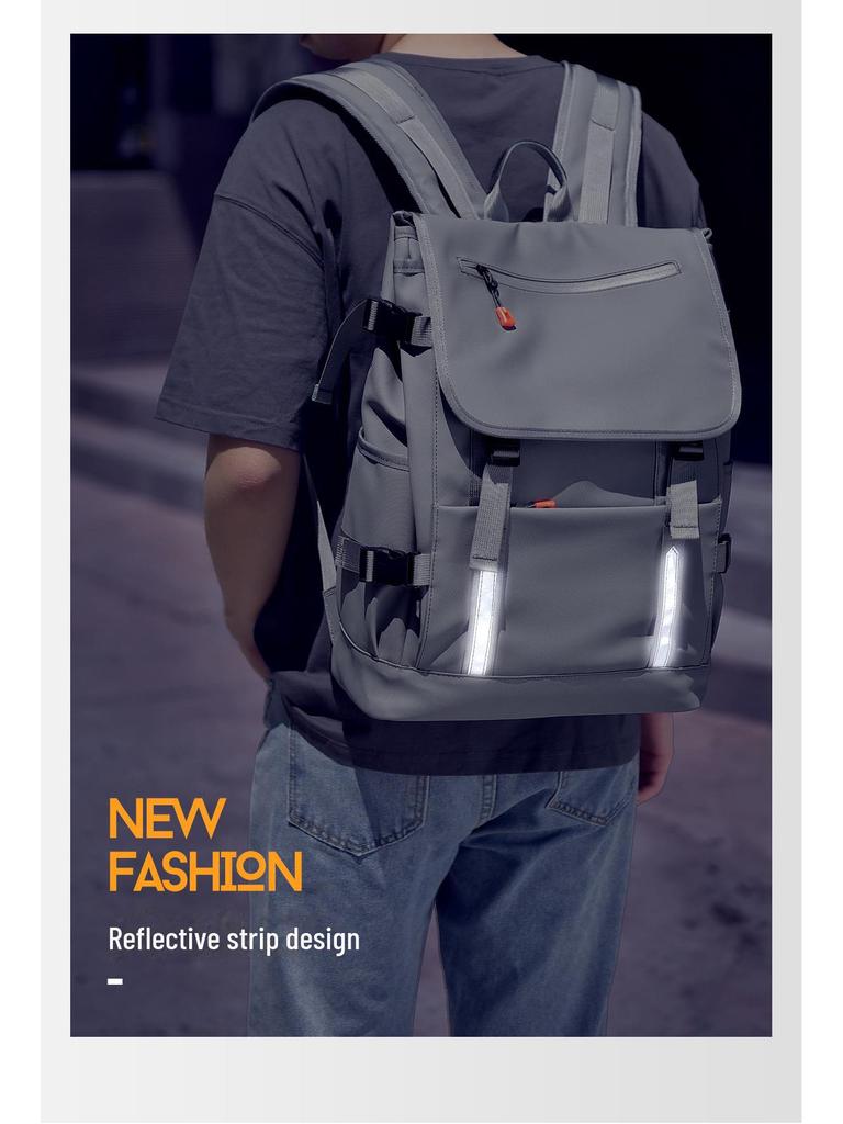 High-Capacity Reflective Casual Backpack with Multifunctional Design