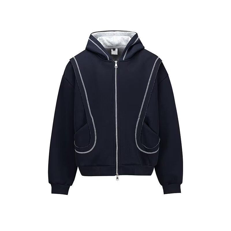 Autumn 2025 Color Block Unisex Korean Style Cardigan Hoodie - Trendy, Age-Reducing Casual Jacket