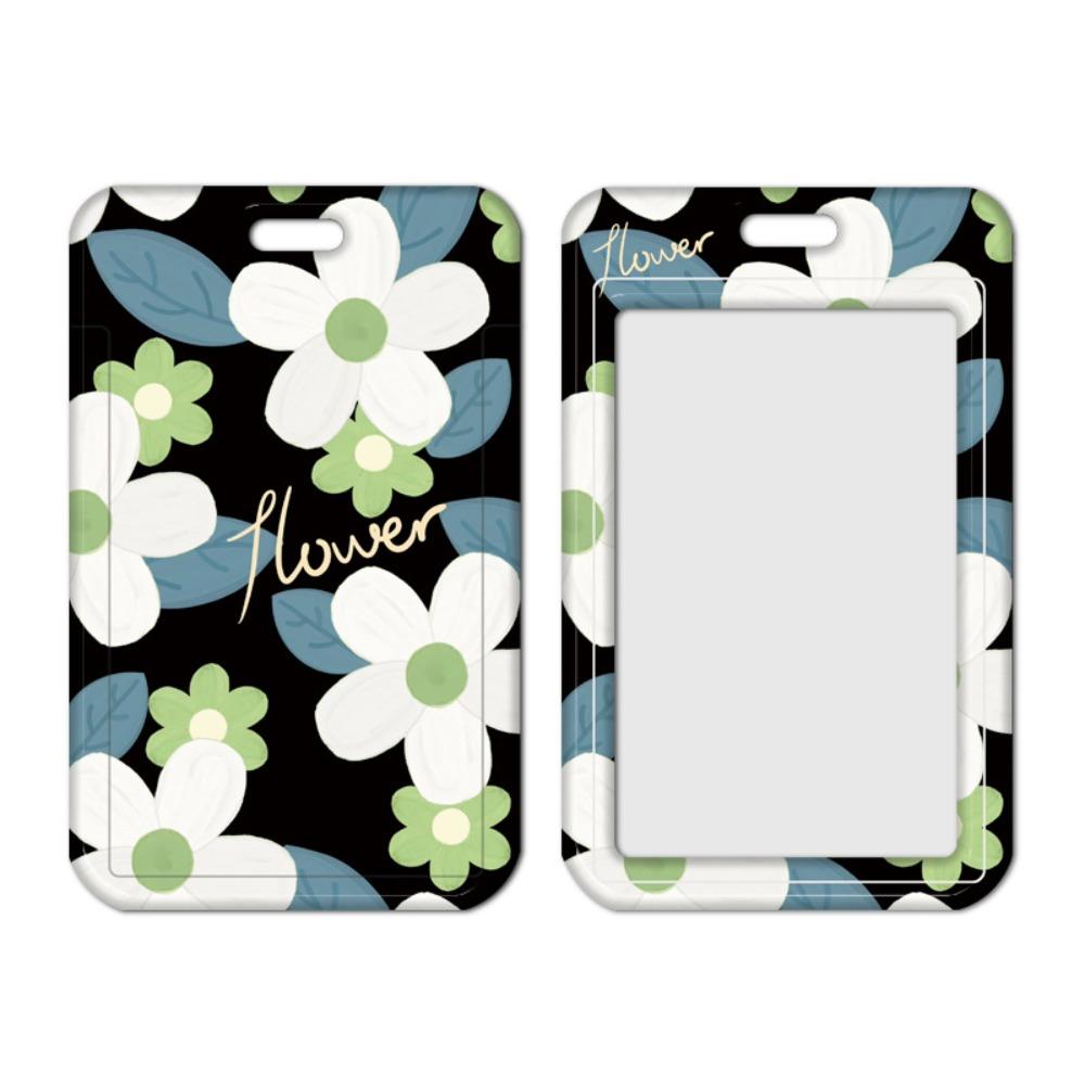 Sweet Floral Card Protective Sleeve Neck Strap Lanyard Card Holder Cute Card Case  ID/Bus/Bank Card