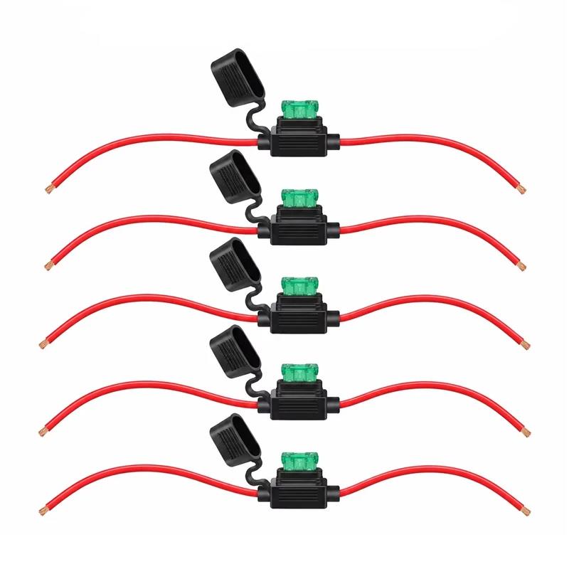 5 Pack 12 Gauge Inline Fuse Holder 12V 30A with Blade Fuses 12AWG Wire for Car Boat Marine Motorcycle Truck Auto RV Fuse Holders1