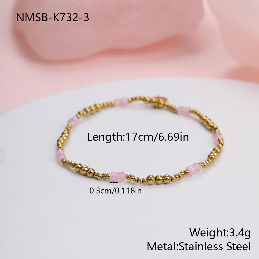 GEMCHIC Women's Multicolor Beaded Stackable Bracelets Set with Gold Butterfly Charm, Natural Stone & Stainless Steel Boho Wristband Jewelry