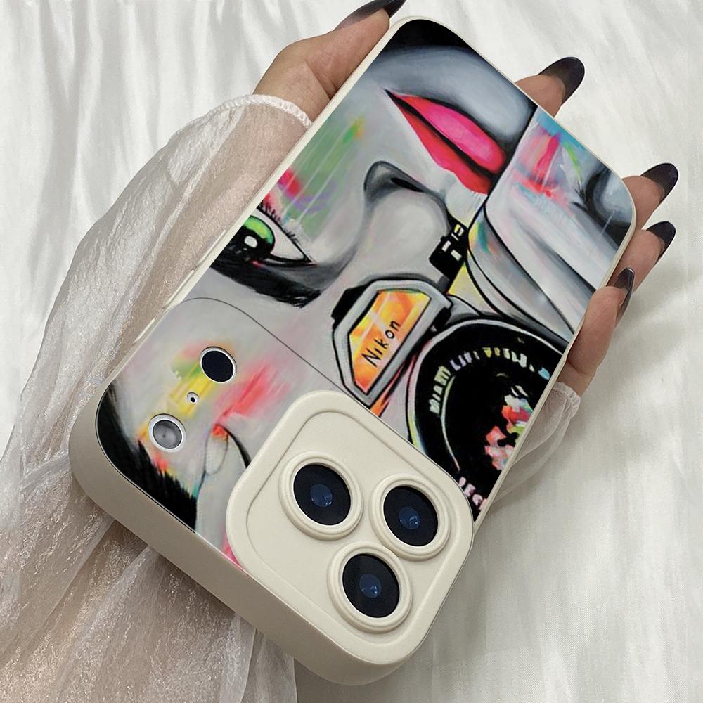 M436 Camera girl Angel Eyes Soft Phone Cases for iPhone Samsung Galaxy Xiaomi Rdemi Huawei Honor Infinix Realme OPPO Vivo All Model TPU Case