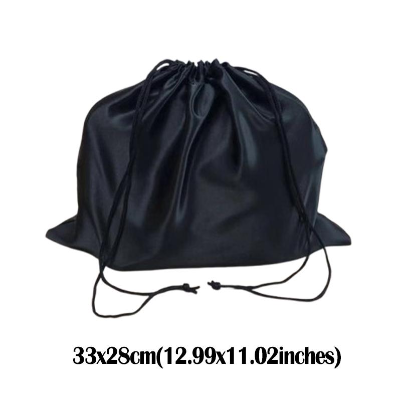 Schwarzer seidiger Satin Kordelzugbeutel Geschenkverpackung Make-up Aufbewahrungsbeutel Wiederverwendbar Staubdicht Reise Schuhe Kleidung Verpackungsbeutel