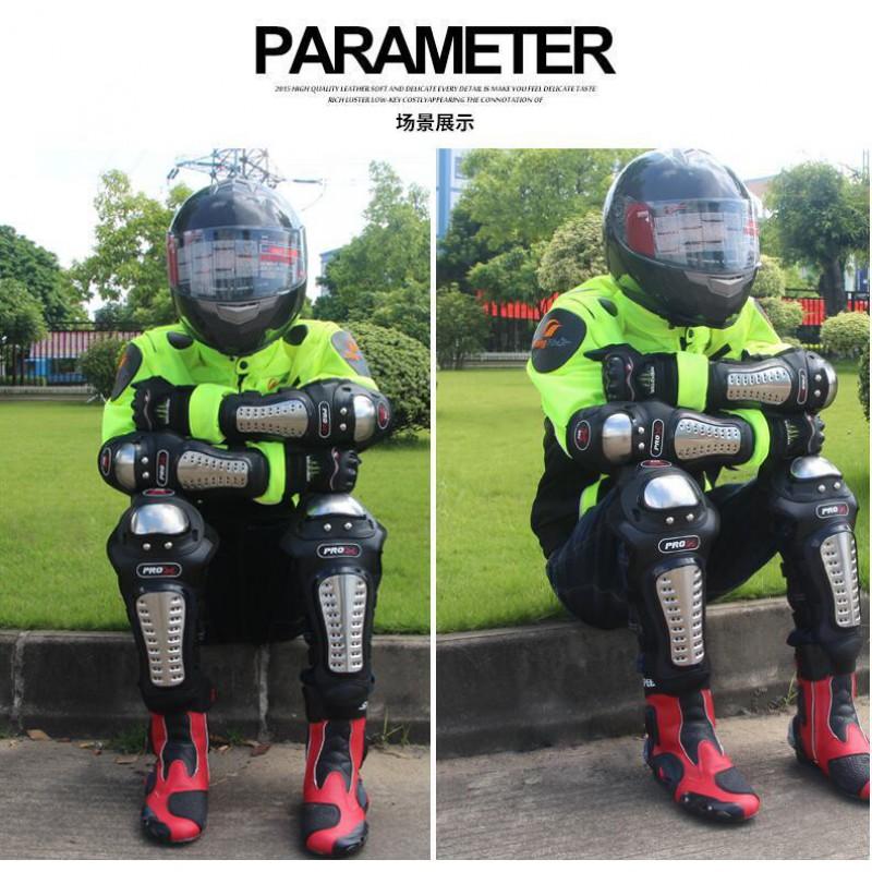 PRO-BIKER Motorcycle Protective Gear Set Stainless Steel Elbow Knee Guards Riding Safety