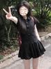College Style Lapel Black Dress Women's 2026 New Models Are Particularly Beautiful, Waist Pinch Short Skirt, Early Summer Wear