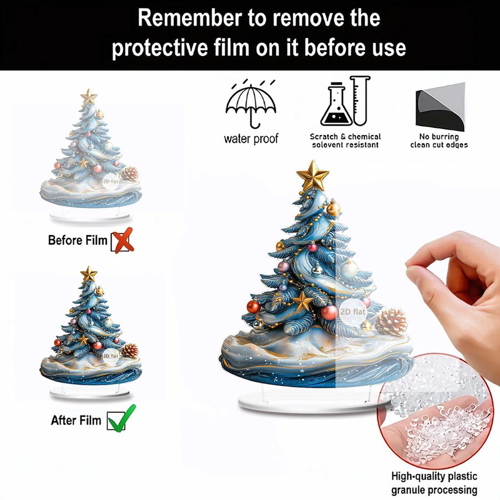 2D Flat Acrylic Christmas Color Gift Christmas Tree Home Living Room Holiday Desktop Decoration Assembly Props