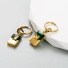Women's Vintage Earrings Creative Concentric Lock Earrings Titanium Steel Inlaid Color Zircon Earrings