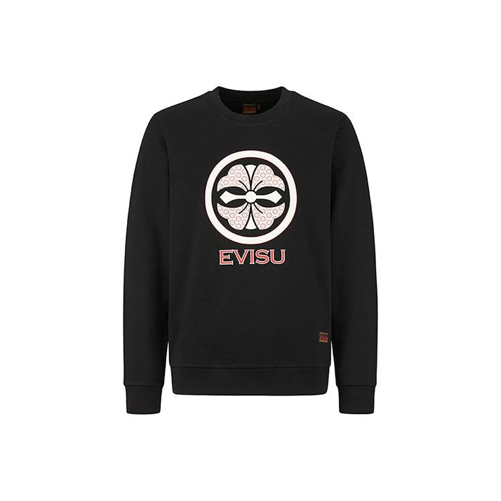 Evisu Family Flower Little Seagull Print Sweatshirt Men Sweatshirt Black 2EAHTM0SW410XX