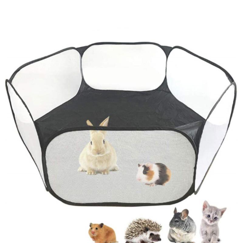 

Portable Pet Tent Small Animal Pet Playpen Breathable Transparent Pet Tent With Zipper Top Cover Indoor Outdoor Foldable Cage