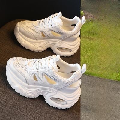 New Height-increasing Dad Shoes for Women Perforated Breathable and Versatile Casual Sports Shoes