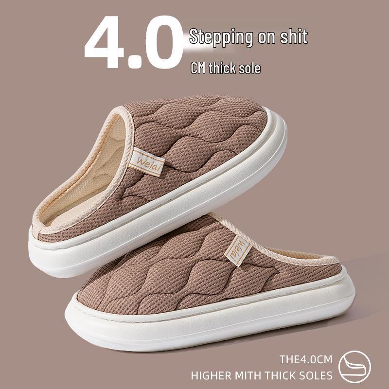 Dámské protiskluzové bavlněné pantofle do interiéru - teplé, s tlustou podrážkou, vhodné na jaro, podzim, zimu a pro muže.