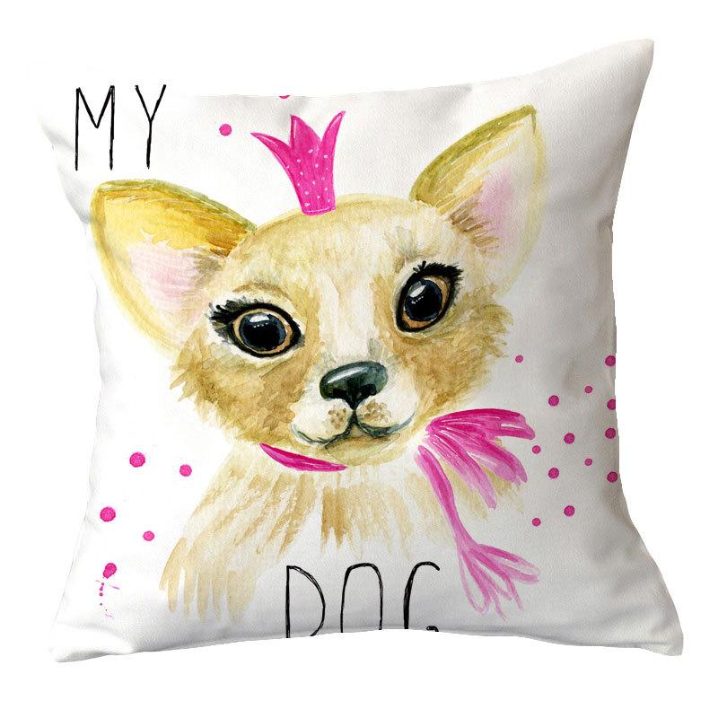 Painted Dog Creative Plush Cushion Pillowcase Office Waist Pillowcase Home Textile