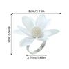 6Pcs White Lotus Napkin Rings, Chiffon Flower Metal Ring Holders, Faux Pearl Design For Wedding Bridal Shower Table Decor