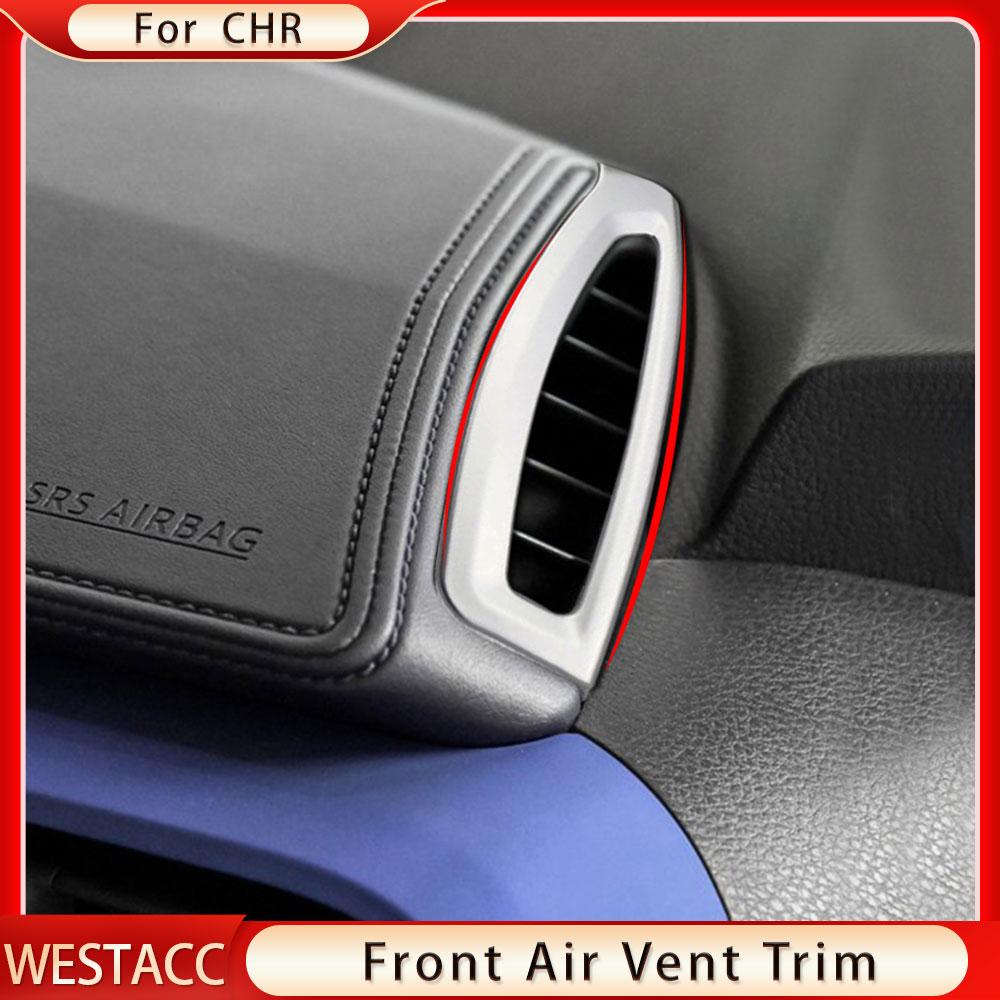 2PCs Chrom Auto Front Klimaanlage Vent Outlet Abdeckung Dekoration Aufkleber Trim für Toyota CHR 2016-2022 LHD