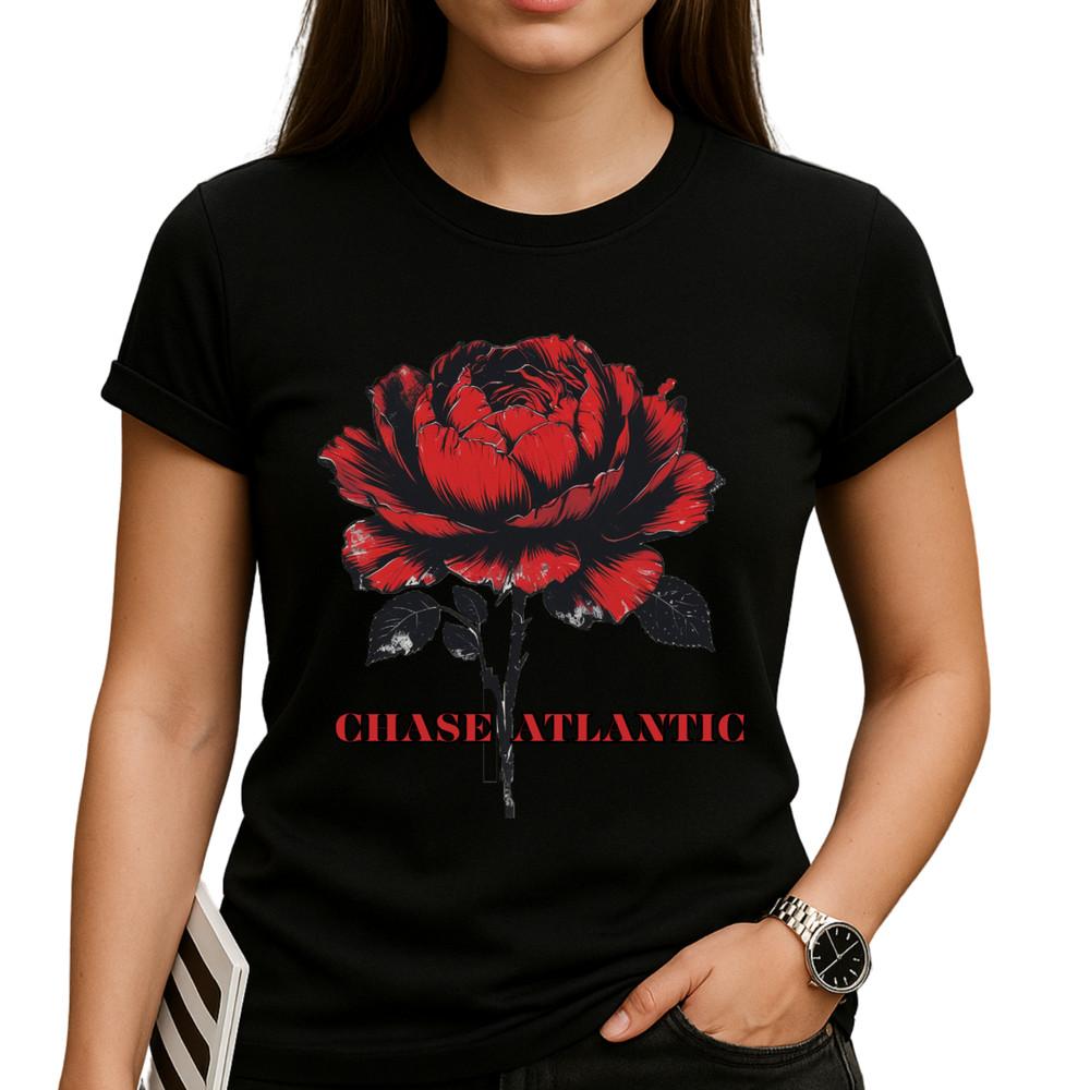 Chase Atlantic Fan T-Shirt Red Rose Design 100% Cotton Unisex S-4XL