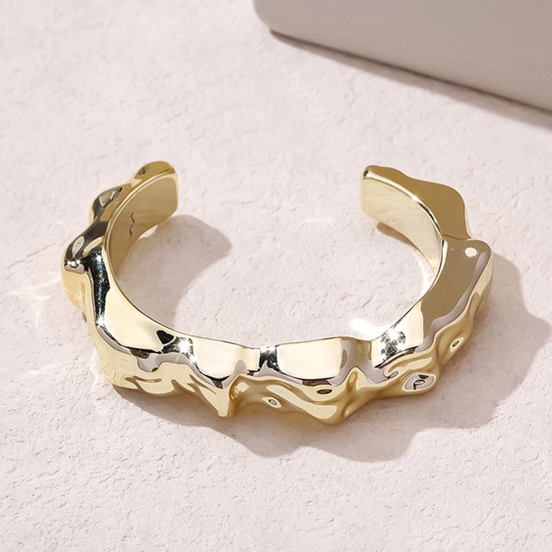 Fashion Big Cuff Bangles Bracelets Women Vintage Statement Plastic Geometric Open Bangle Hip Hop Punk Gold  Color Jewelry