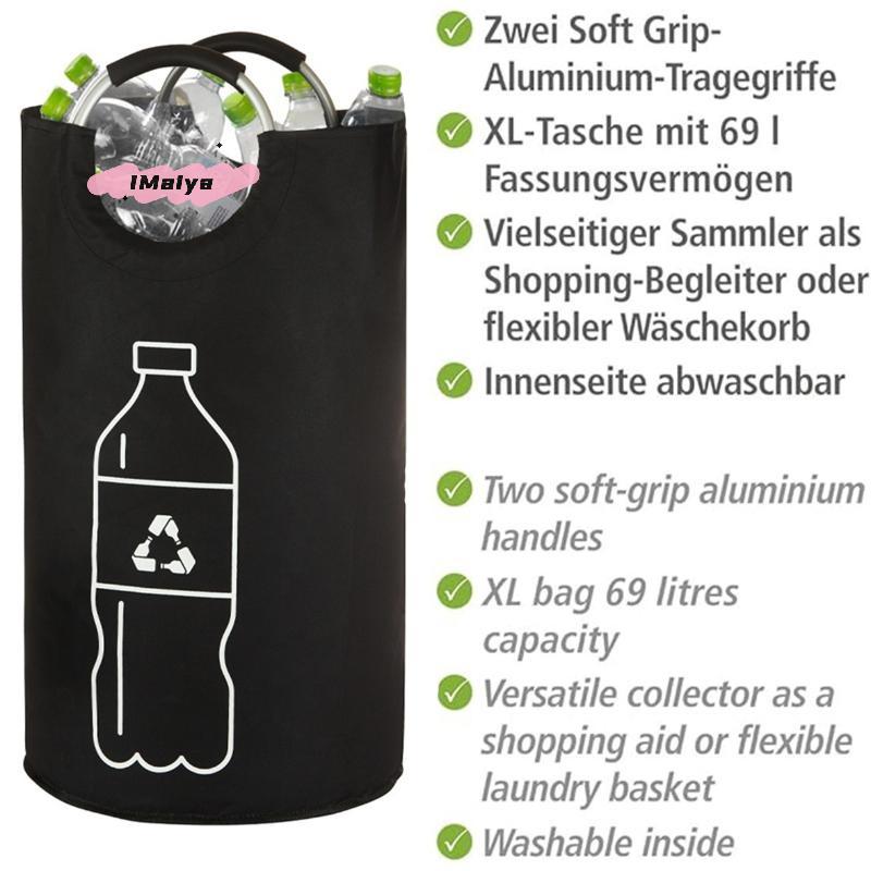 82L Large Capacity Empty Bottle Storage Basket Folding Kitchen Wastewater Collector Bag with Aluminum Handle for Organization