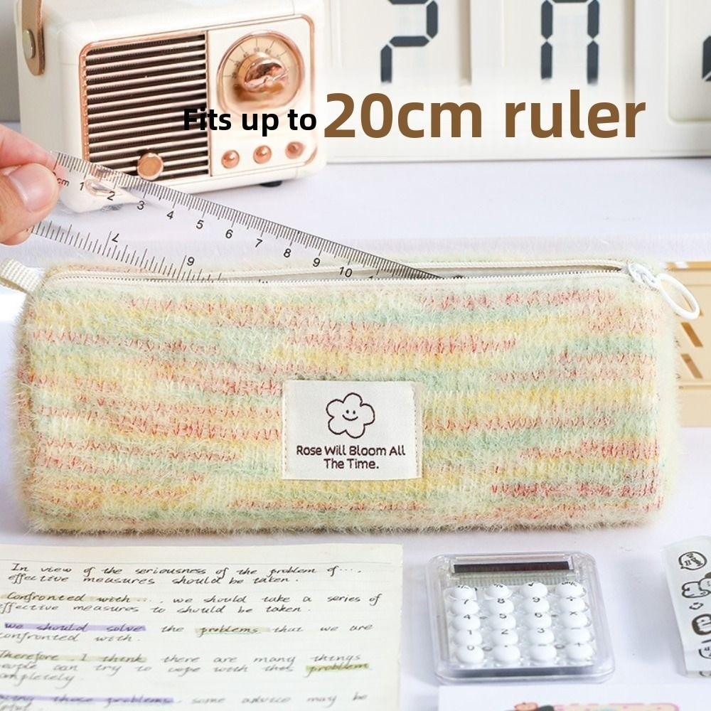 Canvas Plaid Cosmetic Storage Bag Large Capacity Pen Bag Woven Pencil Case Student Supplies