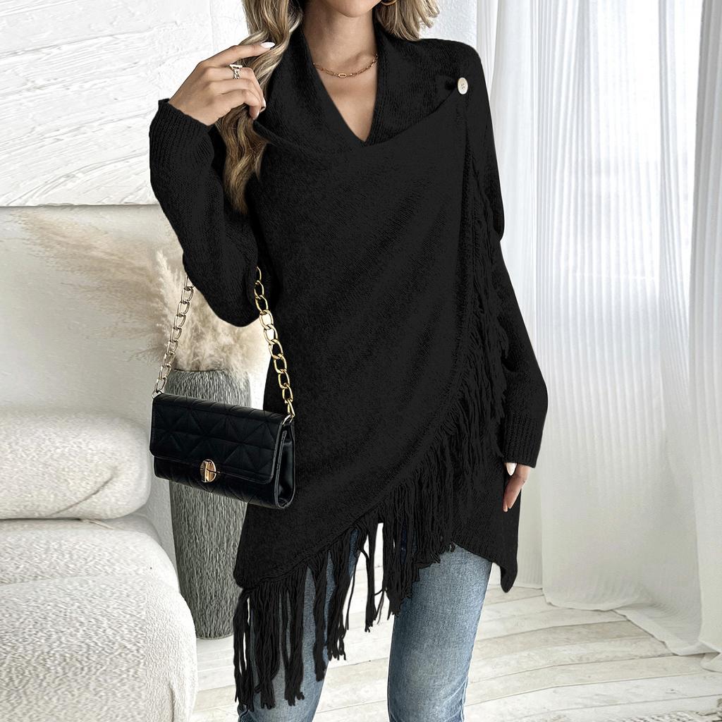 Women's Asymmetric Cardigan Sweater with Buttons and for Casual Outwear