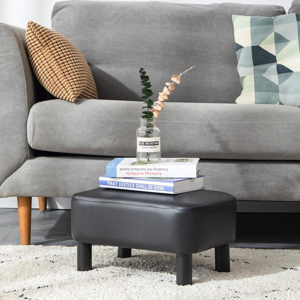 IBUYKE Small Suitable for Living and 80kg Weight Ottoman, High-Resilience Stool, Rooms, Entryways, Bedrooms, Capacity, Non-Slip, Square, Brown,