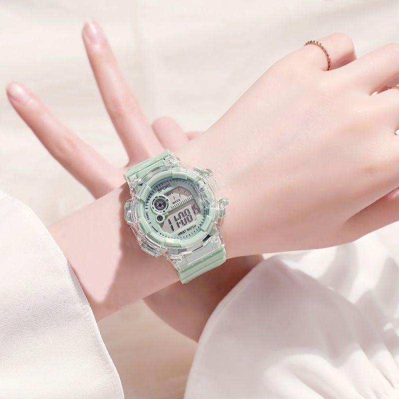 Elektronische Uhr, Transparentes Gehäuse, Mittleres Zifferblatt, Schüleruhr für Damen und Herren