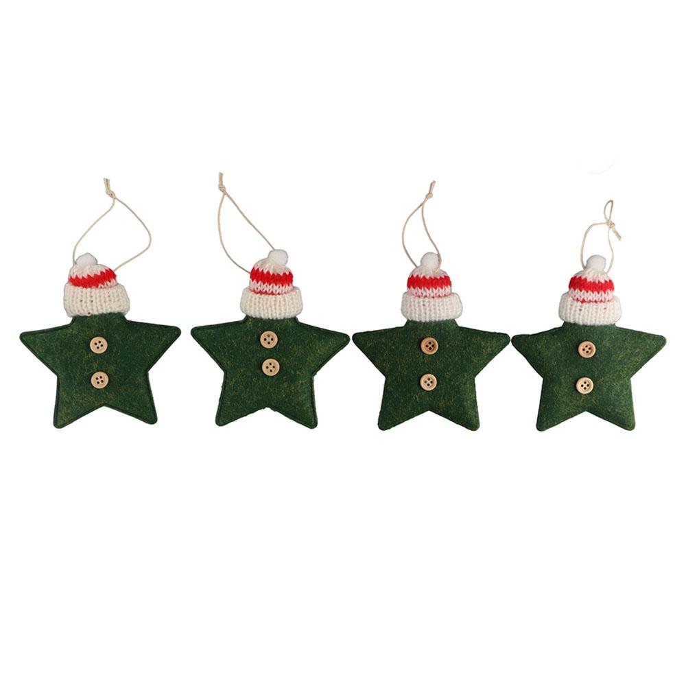 Handmade Crafts Knitted Hat Wool Felt Christmas Tree Decoration Hanging Pendant Ornaments Stars