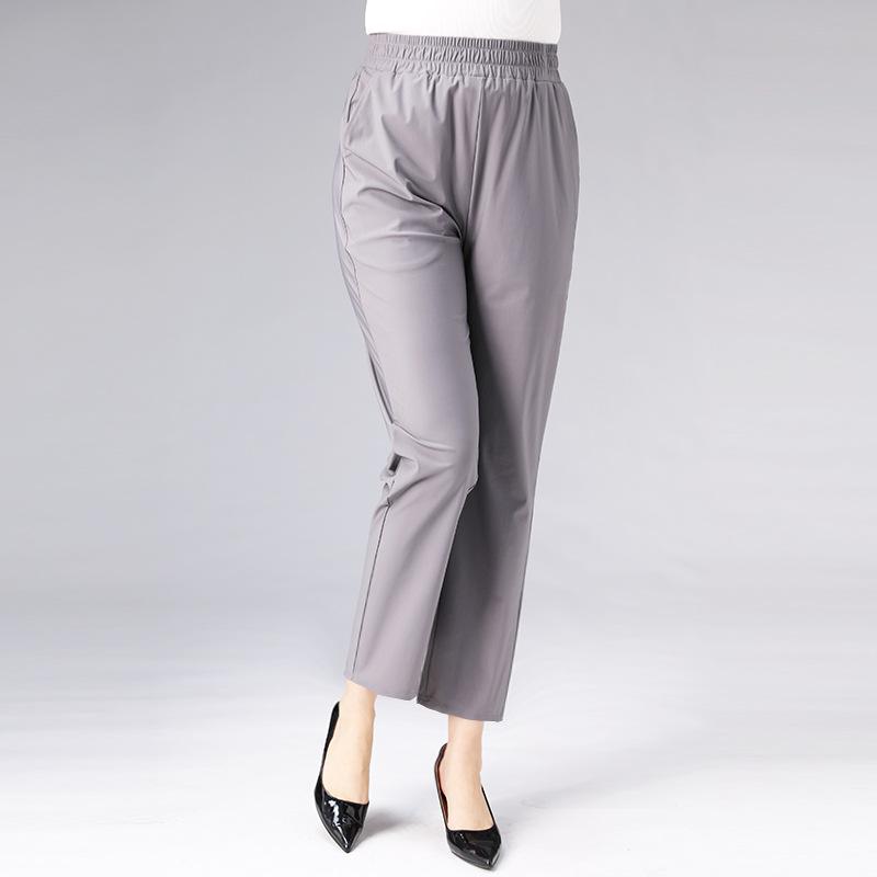 Women's Summer Thin Casual Pants Plus Size 7XL Ice Silk Trousers   Mother Pants   Straight Pants Loose Stretch