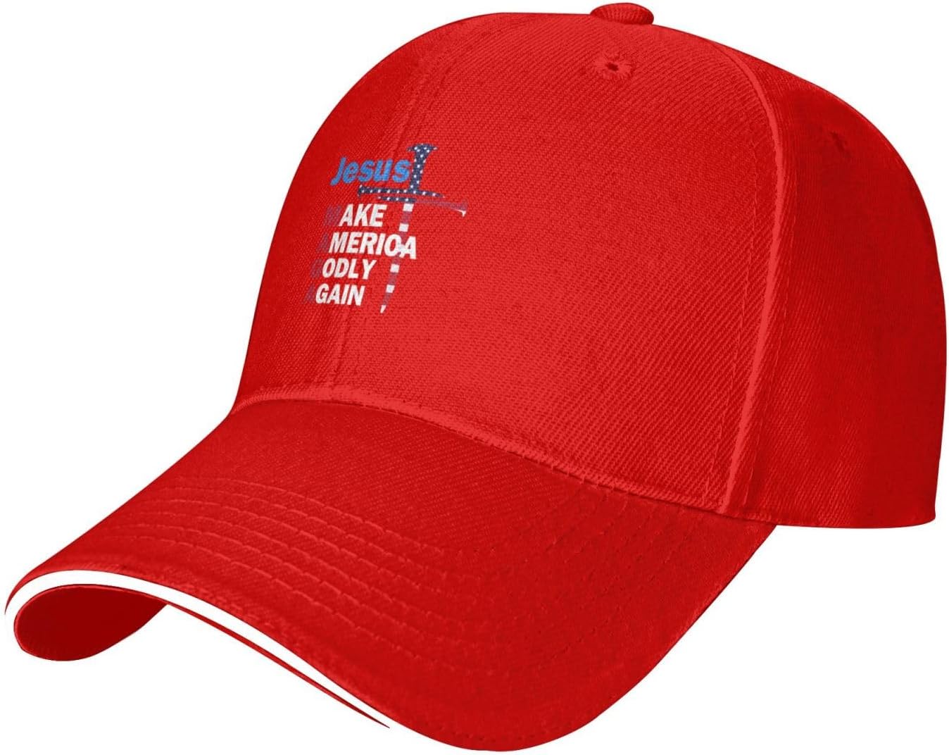 Jesus MAGA Cross Patriotic American Flag Trucker Hat Unisex Polyester Breathable Adjustable Cap One Size