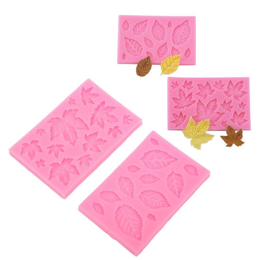 4pcs 3D Shape Fondant Mould Washable Candy Mould Candy Mould Maple Leaf Mould Cupcake Topper