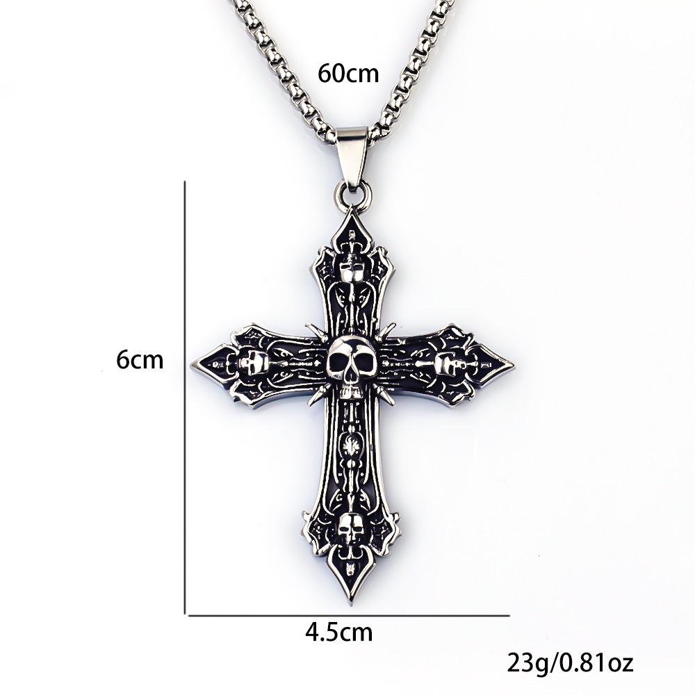 Retro Titanium Steel Cross Pendant Necklace - Men's Hip Hop Style Jewelry