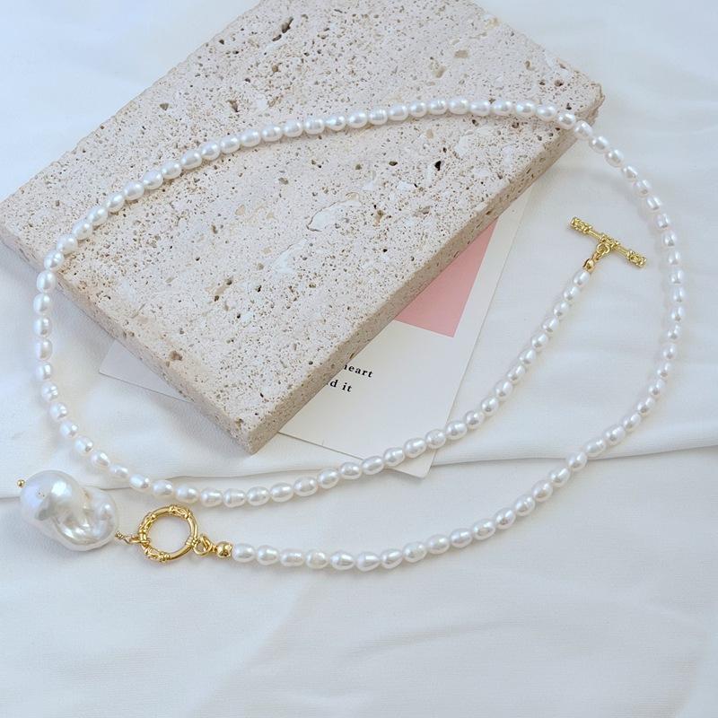 Meier Niche style natural baroque pearl necklace asymmetrical shaped freshwater pearl sweater chain