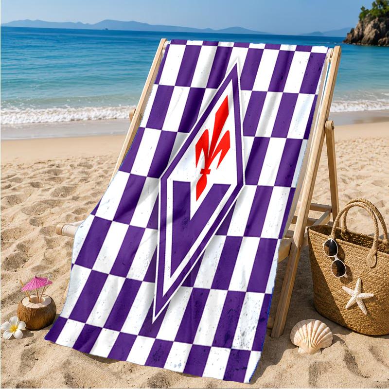 Fiorentina Football Crest Beach Towel Microfiber Beach Towel, Lightweight and Quick-Dry, for Summer Travel, Swimming Pool Fan Birthday Gift