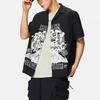 Li-Ning Summer Party Fun Print Button-Down Collar Short Sleeve Shirt Men Tops Black ASHS889-2