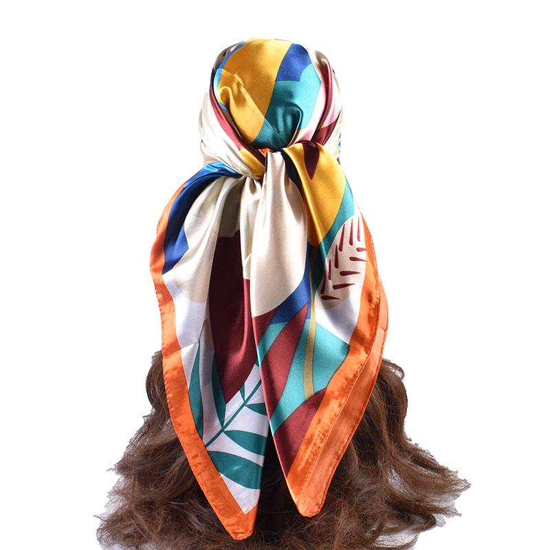 90*90cm Luxury Square Silk Scarf Women Print Scarves Satin Shawl Wrap Hijab Female Headband Bandana Foulard Neckerchief