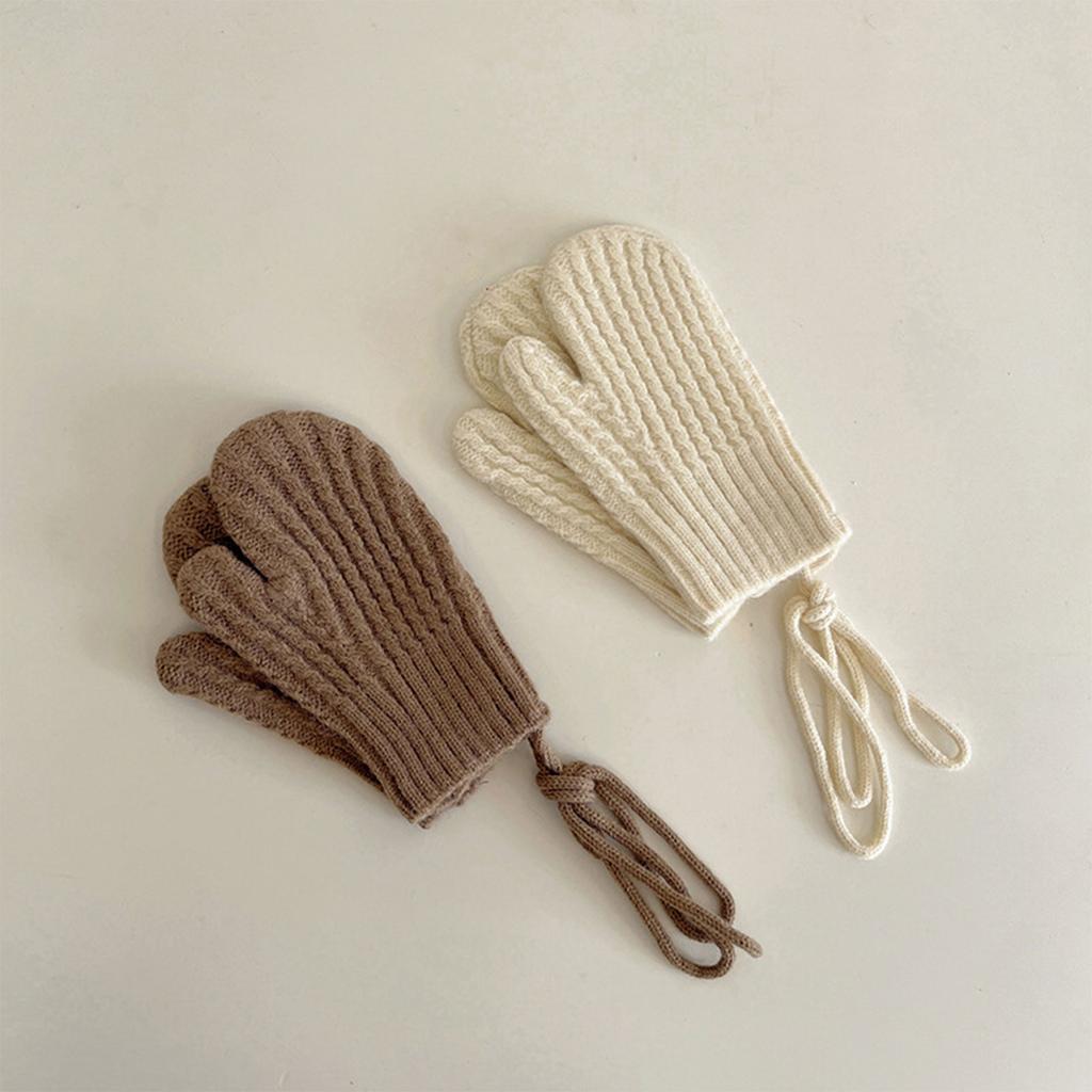 Knitting Wool Mittens Kids Winter Gloves Girls Boys Thickened Cozy Ski Gloves Windproof Mitten Unisex Knitted Gloves