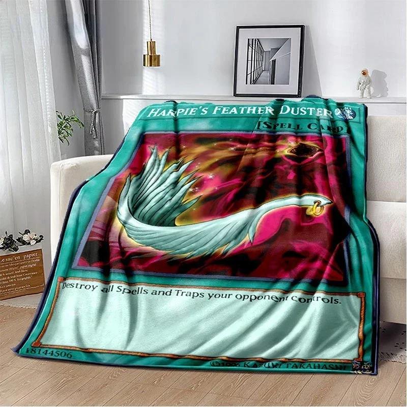 Anime Yu Gi Oh Card Throw Blanket Blue Eyes White Dragon Anime Cartoon Soft Plush Blanket Bedroom Bedspread Home Decor
